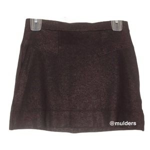 French Connection Black Gold Glitter Mini Skirt Size 2